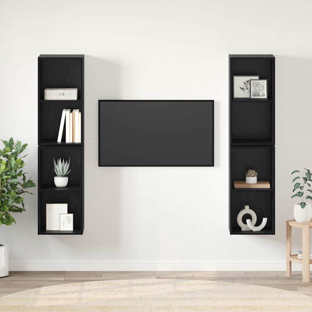 Set TV komoda Zidne 4 pcs Crni hrast 37 x 37 x 72 cm