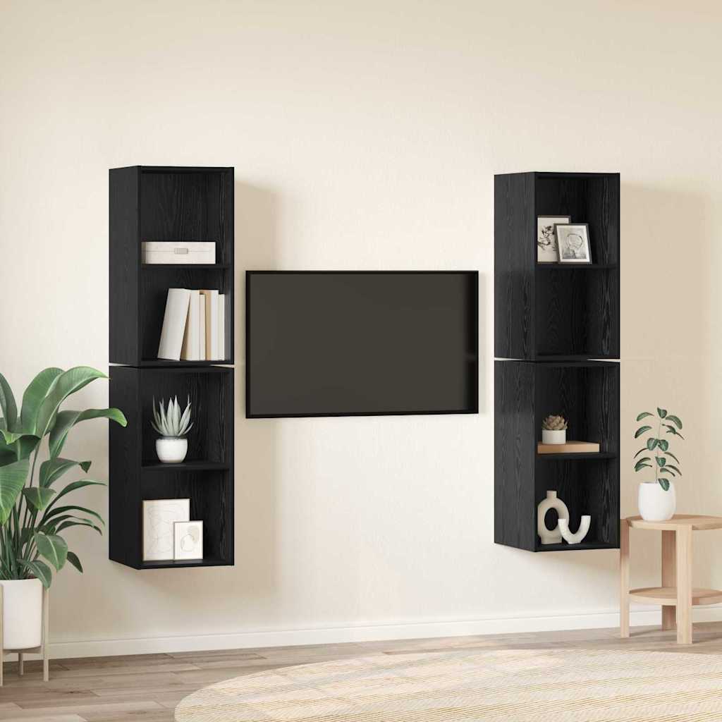 Set TV komoda Zidne 4 pcs Crni hrast 37 x 37 x 72 cm