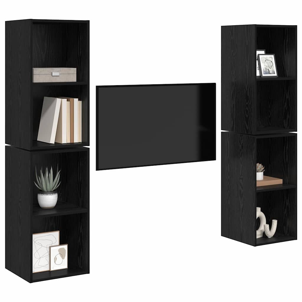 Set TV komoda Zidne 4 pcs Crni hrast 37 x 37 x 72 cm