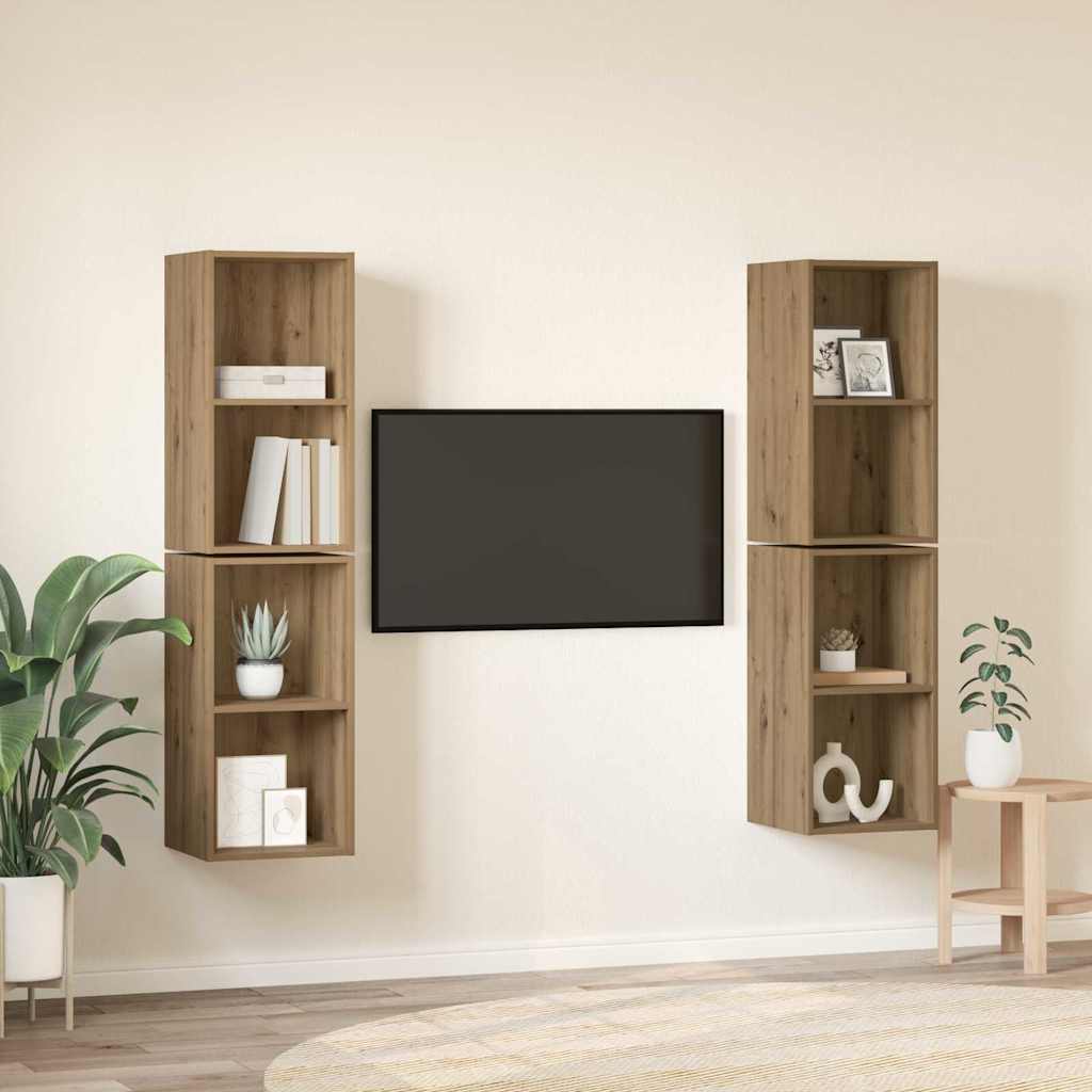Set TV komoda Zidne 4 pcs Umjetnički hrast 37 x 37 x 72 cm