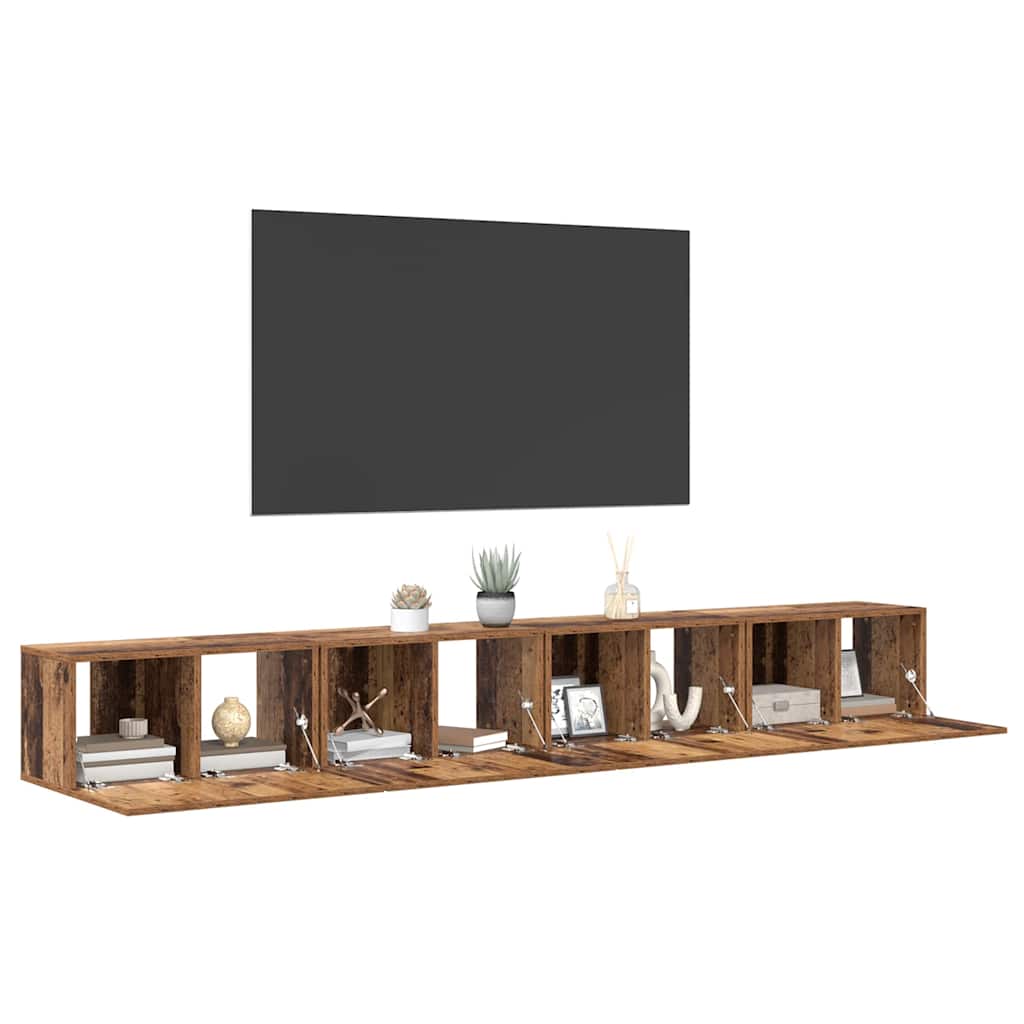 Set TV komoda Zidne 4 pcs Staro drvo 60 x 30 x 30 cm