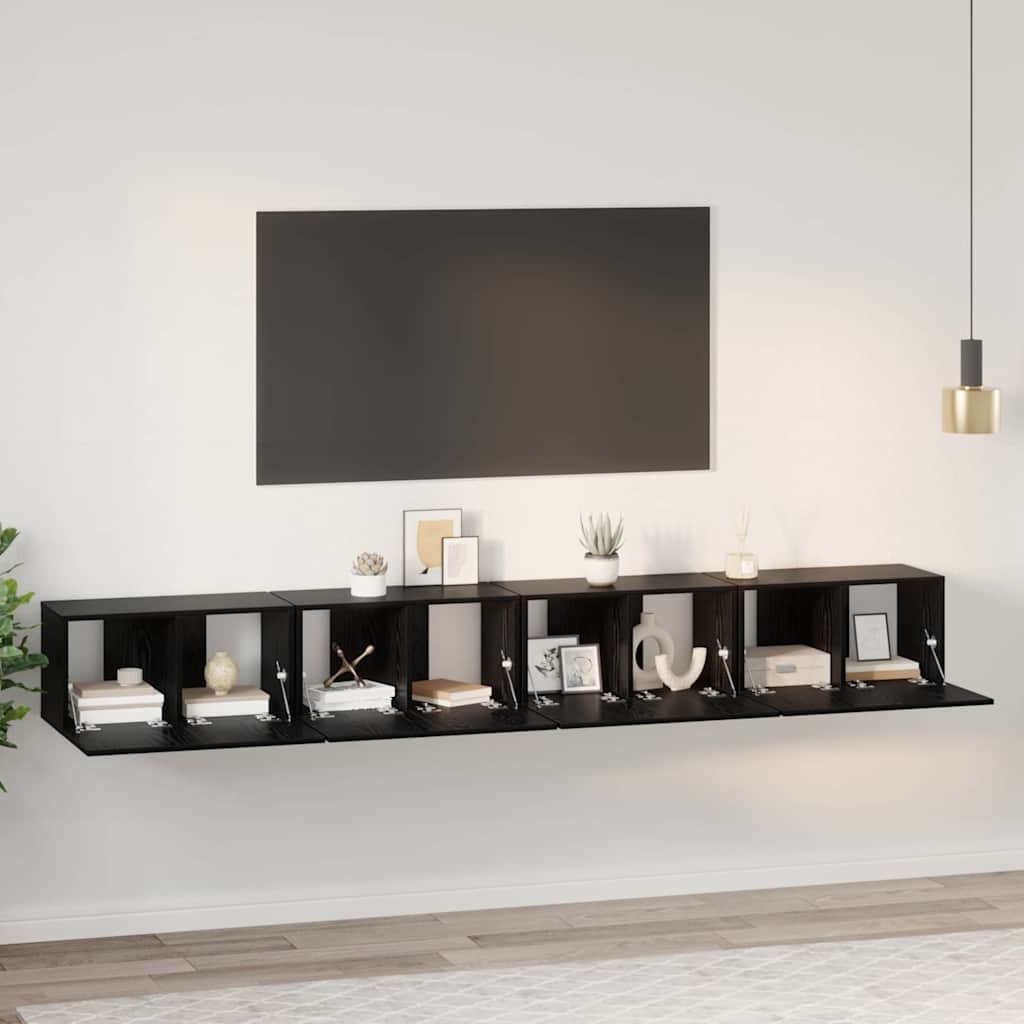 Set TV komoda Zidne 4 pcs Crni hrast 60 x 30 x 30 cm