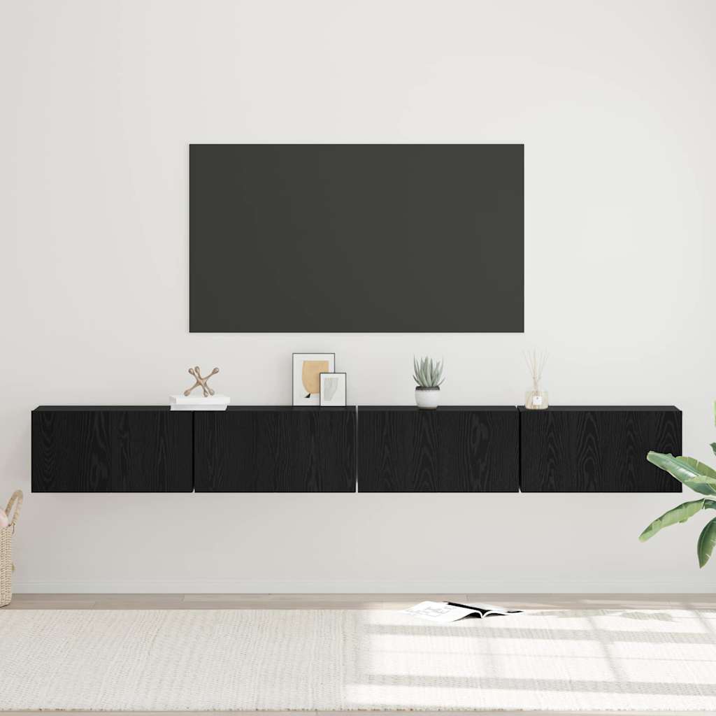 Set TV komoda Zidne 4 pcs Crni hrast 60 x 30 x 30 cm