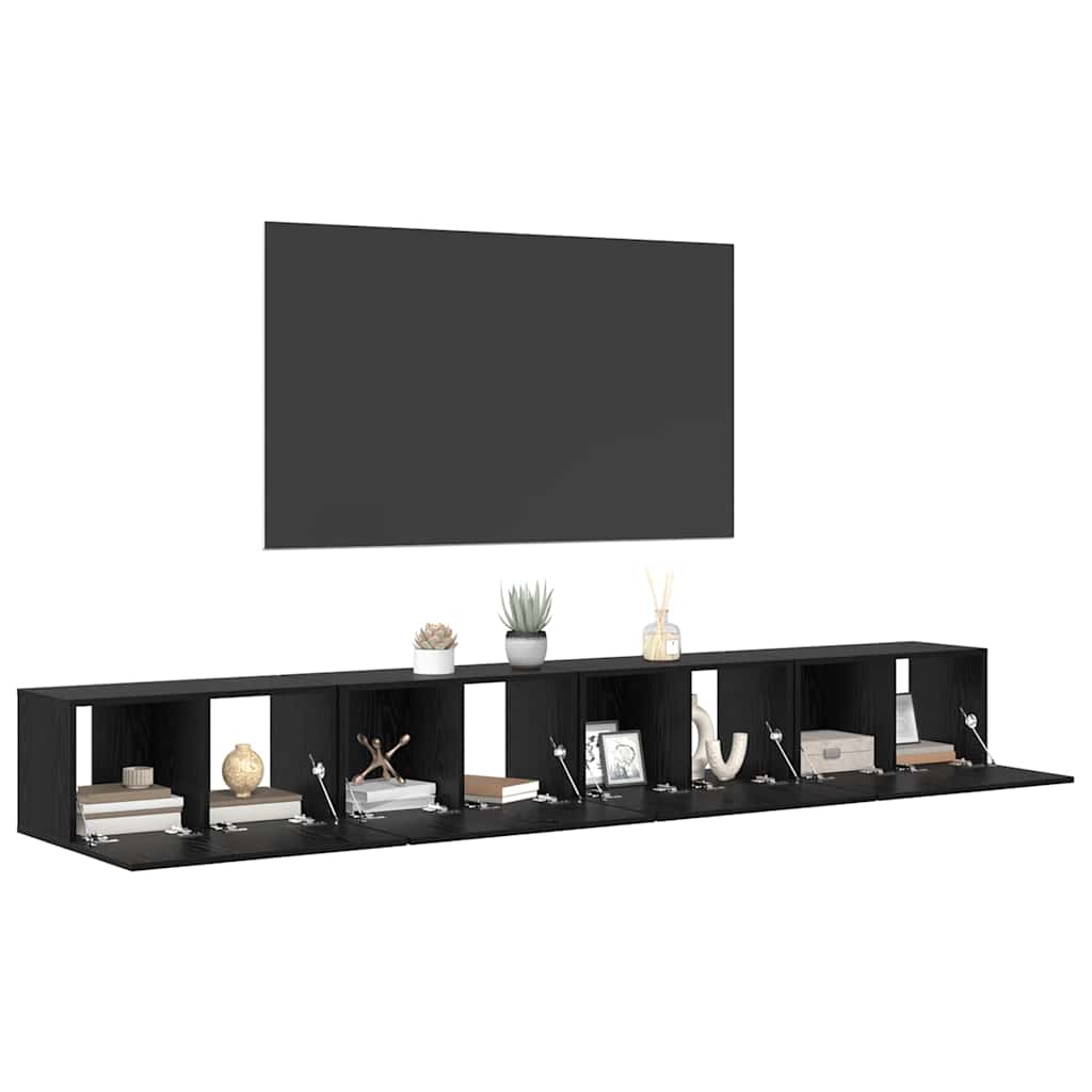 Set TV komoda Zidne 4 pcs Crni hrast 60 x 30 x 30 cm