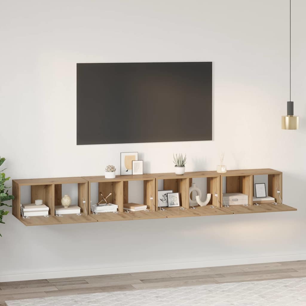 Set TV komoda Zidne 4 pcs Umjetnički hrast 60 x 30 x 30 cm