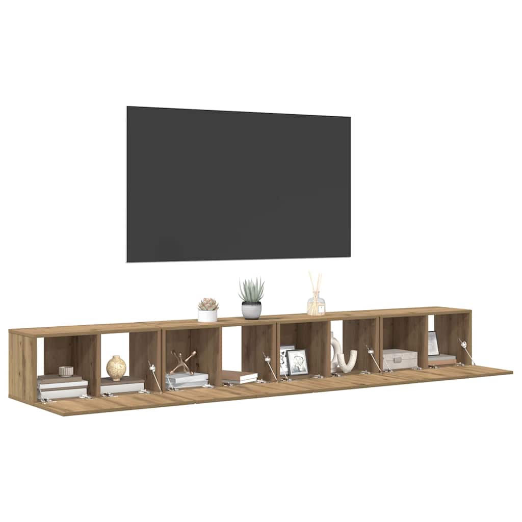 Set TV komoda Zidne 4 pcs Umjetnički hrast 60 x 30 x 30 cm