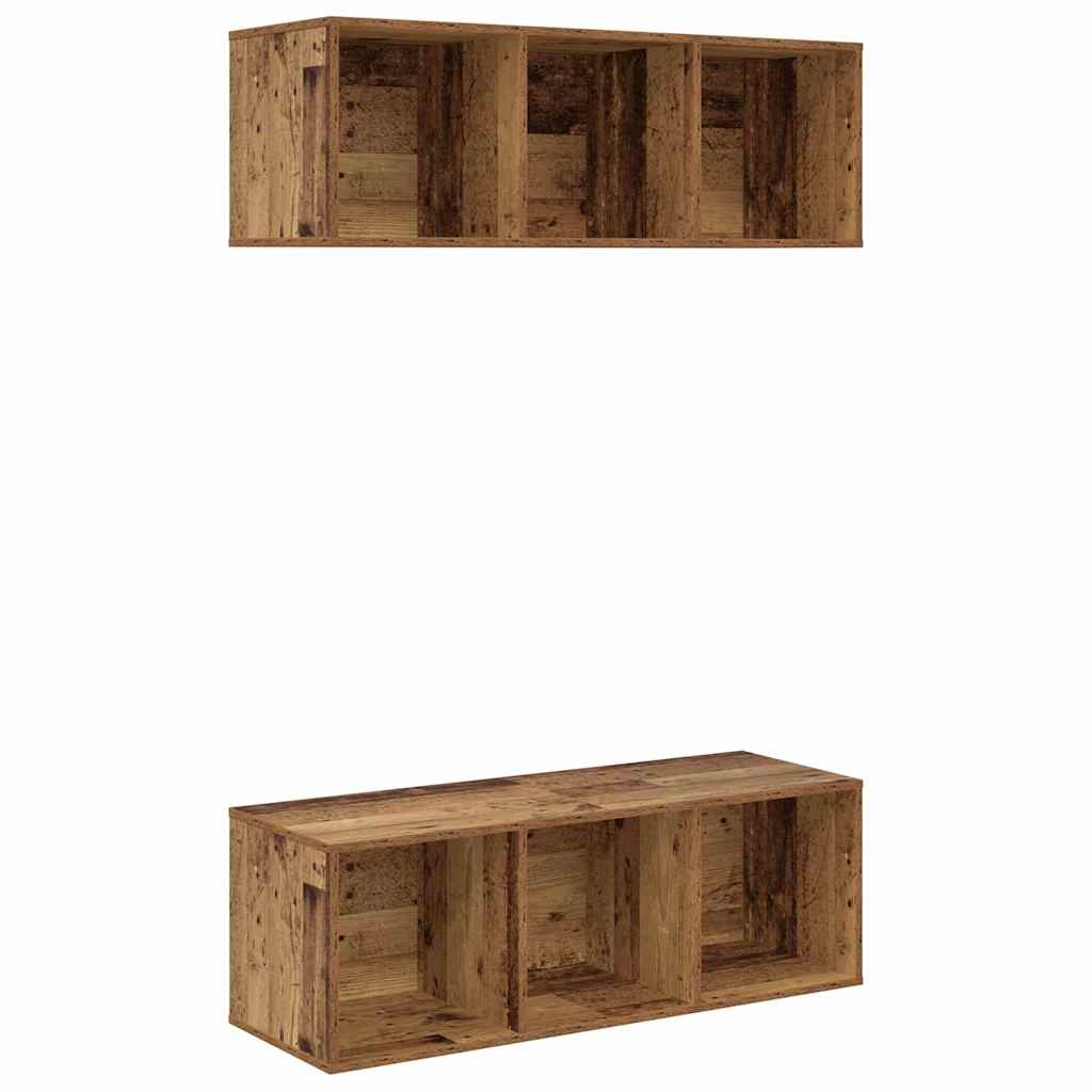 Set TV komoda Zidne 2 pcs Staro drvo 37 x 37 x 107 cm
