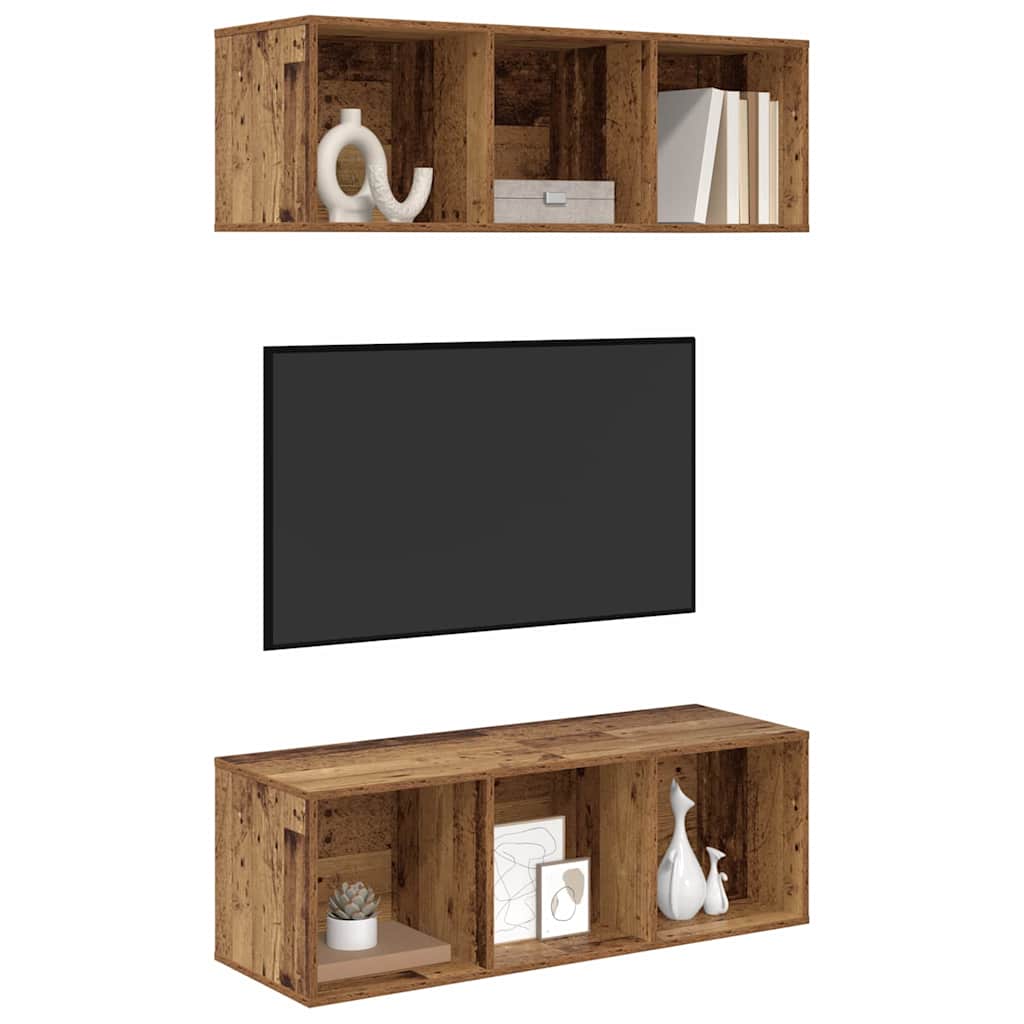 Set TV komoda Zidne 2 pcs Staro drvo 37 x 37 x 107 cm