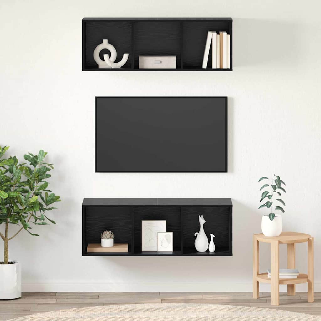 Set TV komoda Zidne 2 pcs Crni hrast 37 x 37 x 107 cm
