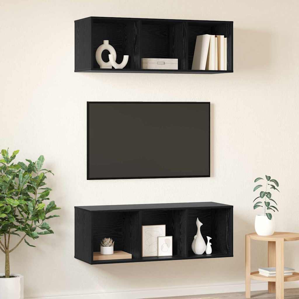 Set TV komoda Zidne 2 pcs Crni hrast 37 x 37 x 107 cm