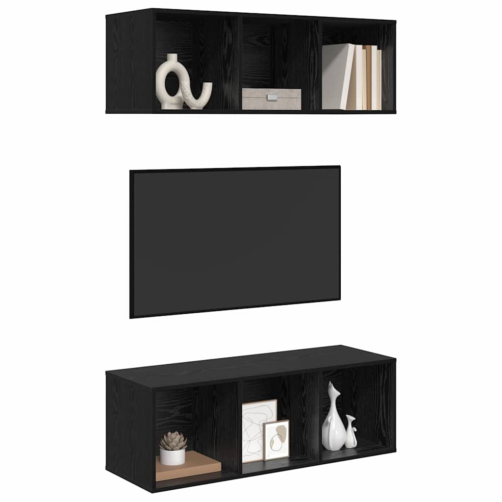 Set TV komoda Zidne 2 pcs Crni hrast 37 x 37 x 107 cm