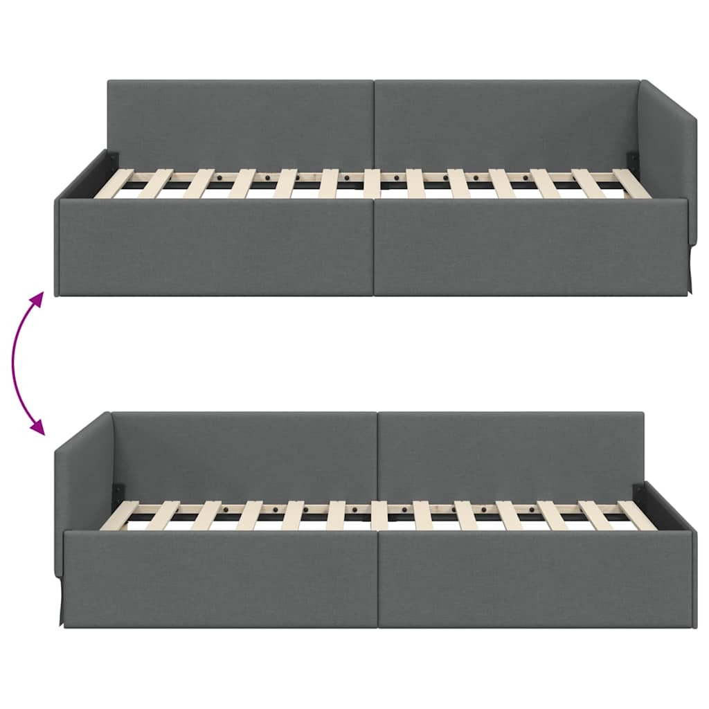 Kutni okvir kreveta Tamno siva 80 cm x 200 cm tkanina