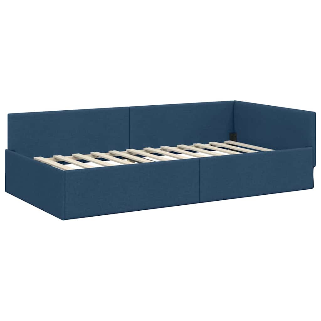 Kutni okvir kreveta s uzglavljem Plava 80 cm x 200 cm tkanina
