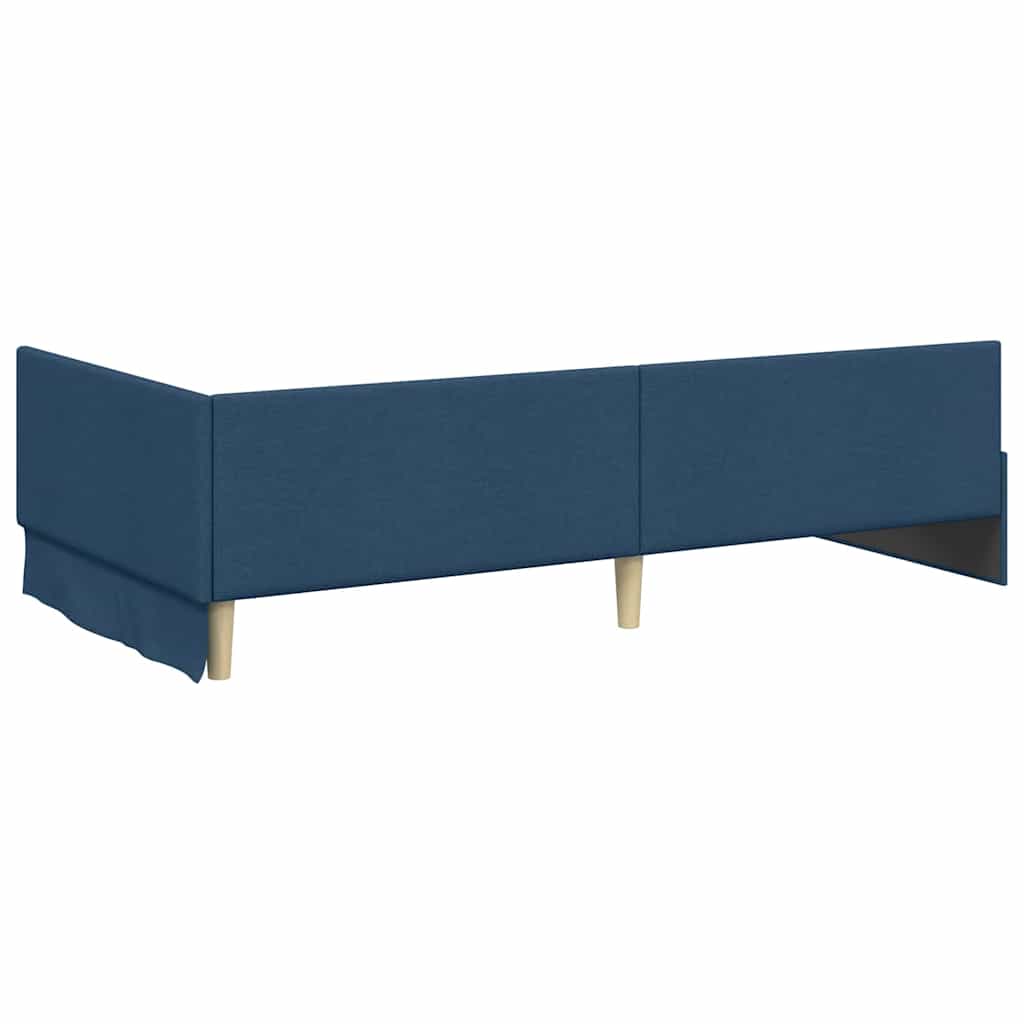 Kutni okvir kreveta s uzglavljem Plava 80 cm x 200 cm tkanina