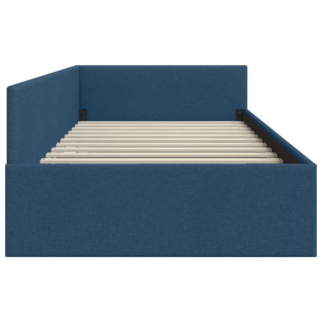 Kutni okvir kreveta s uzglavljem Plava 80 cm x 200 cm tkanina