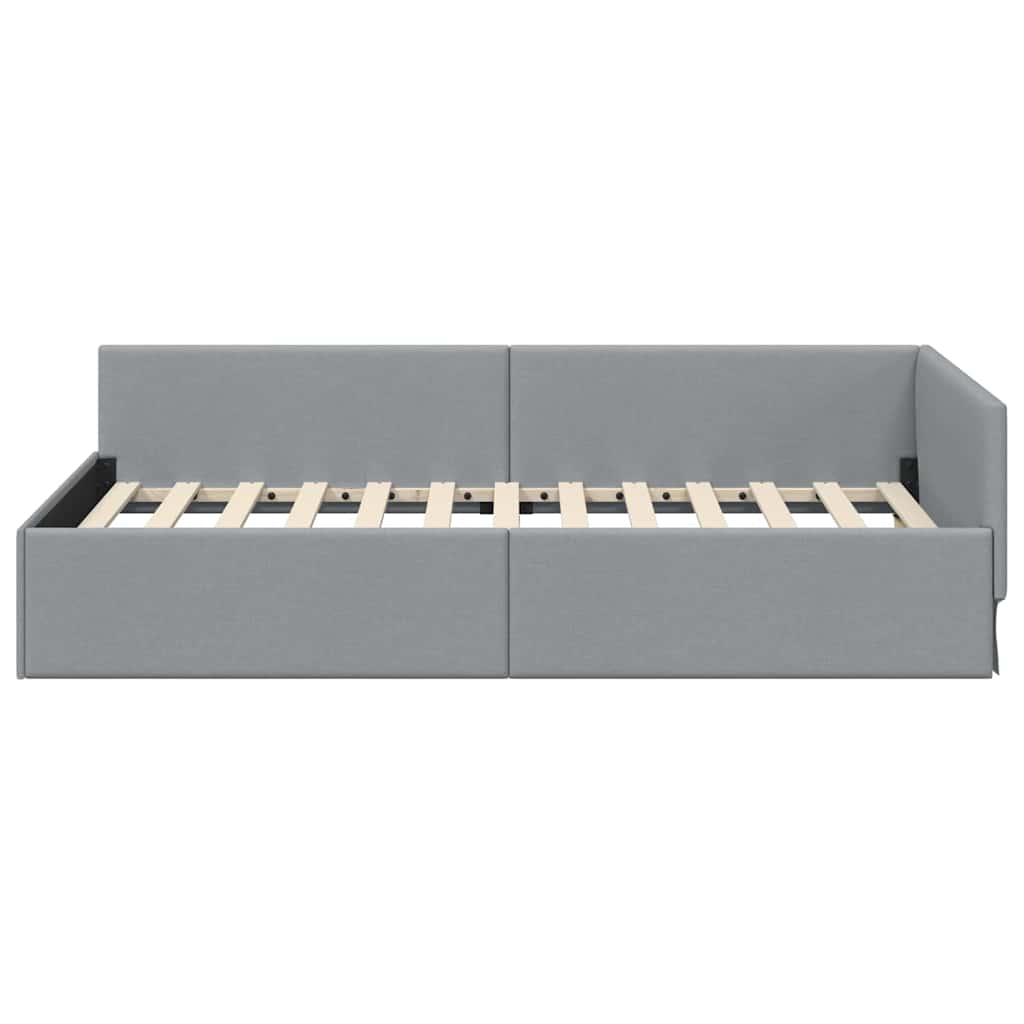 Kutni okvir kreveta Svijetlo siva 90 cm x 190 cm tkanina