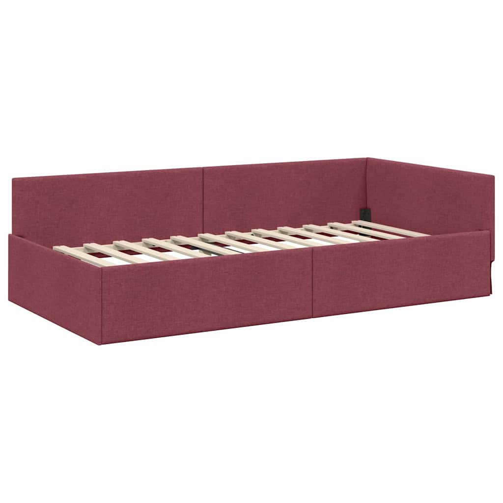 Kutni okvir kreveta Vinska crvena 90 cm x 200 cm tkanina