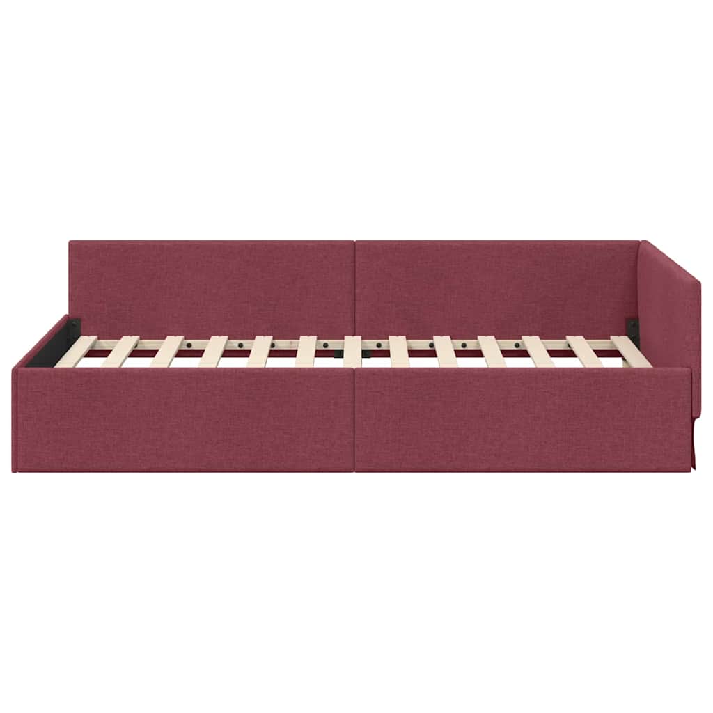 Kutni okvir kreveta Vinska crvena 90 cm x 200 cm tkanina