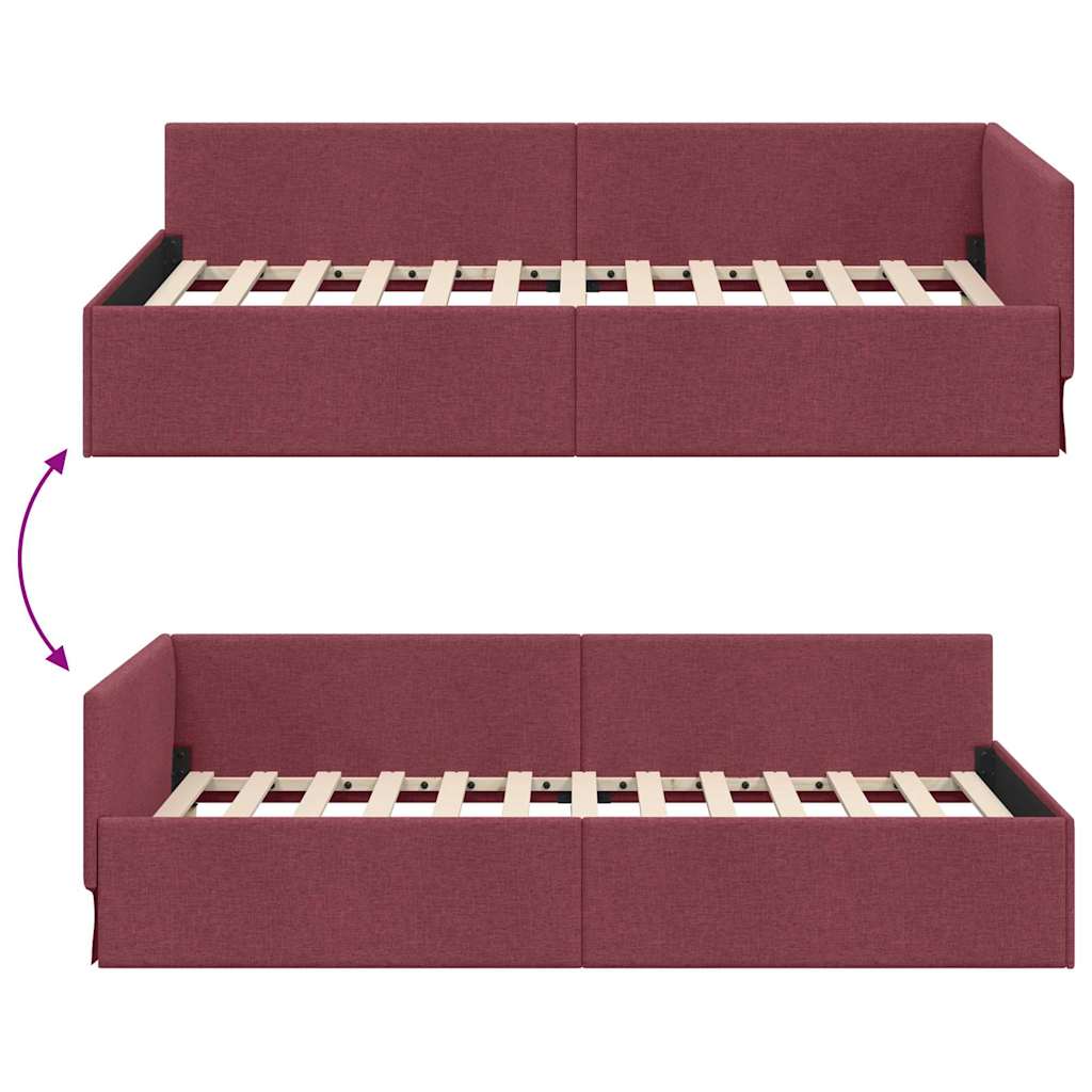 Kutni okvir kreveta Vinska crvena 90 cm x 200 cm tkanina