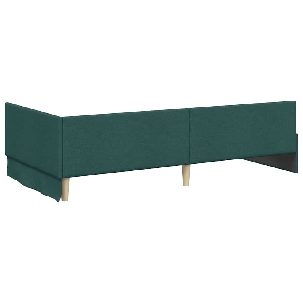 Kutni okvir kreveta Tamnozelena 90 cm x 200 cm tkanina