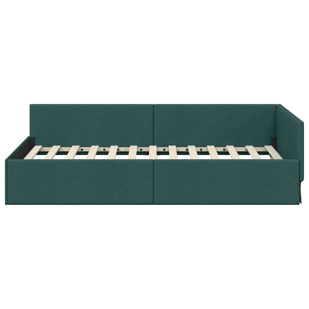 Kutni okvir kreveta Tamnozelena 90 cm x 200 cm tkanina
