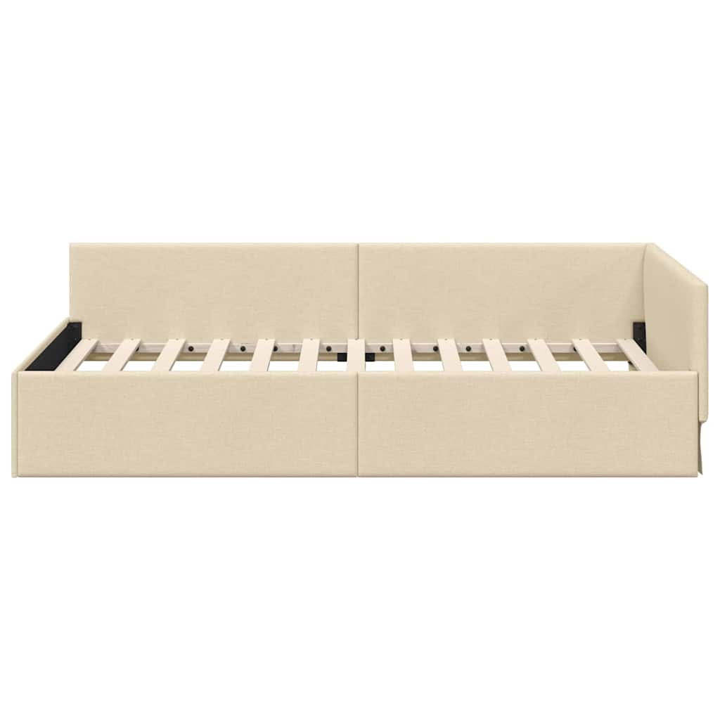 Kutni okvir kreveta s uzglavljem Krema 90 cm x 200 cm tkanina