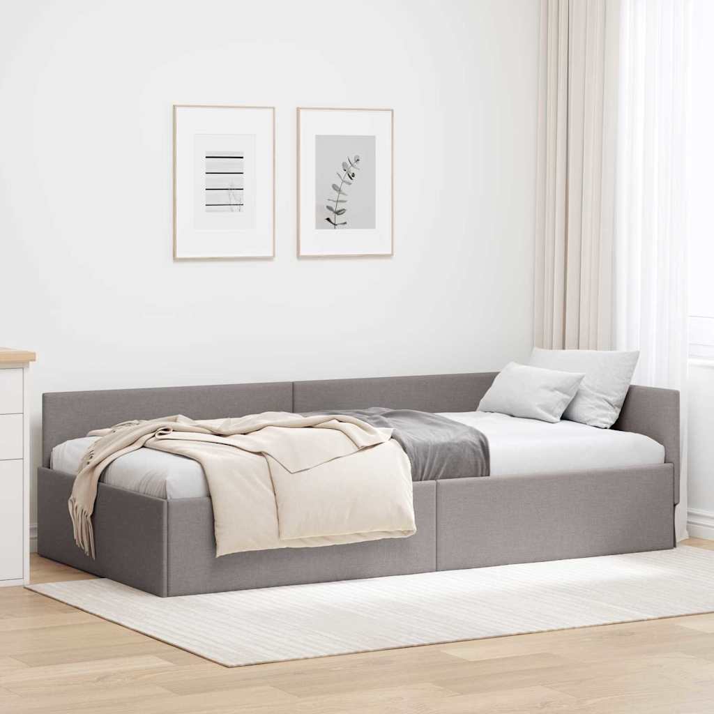 Kutni okvir kreveta Sivo-smeđa 100 cm x 200 cm tkanina