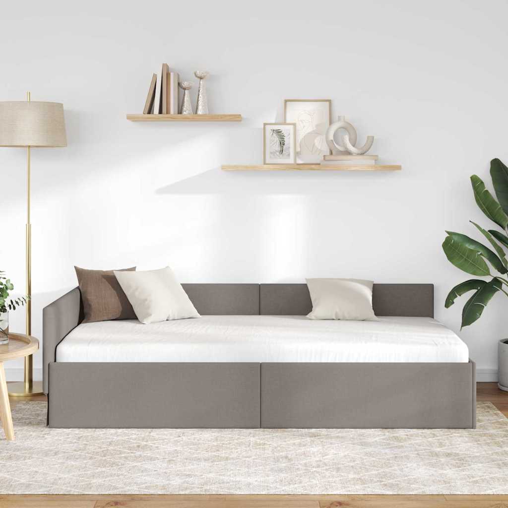 Kutni okvir kreveta Sivo-smeđa 100 cm x 200 cm tkanina