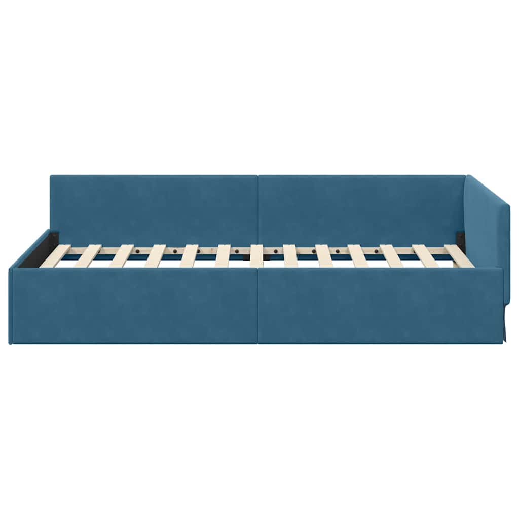 Kutni okvir kreveta s uzglavljem Plava 80 cm x 200 cm Baršun