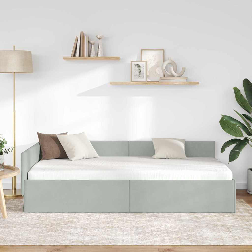 Kutni okvir kreveta Svijetlo siva 80 cm x 200 cm Baršun