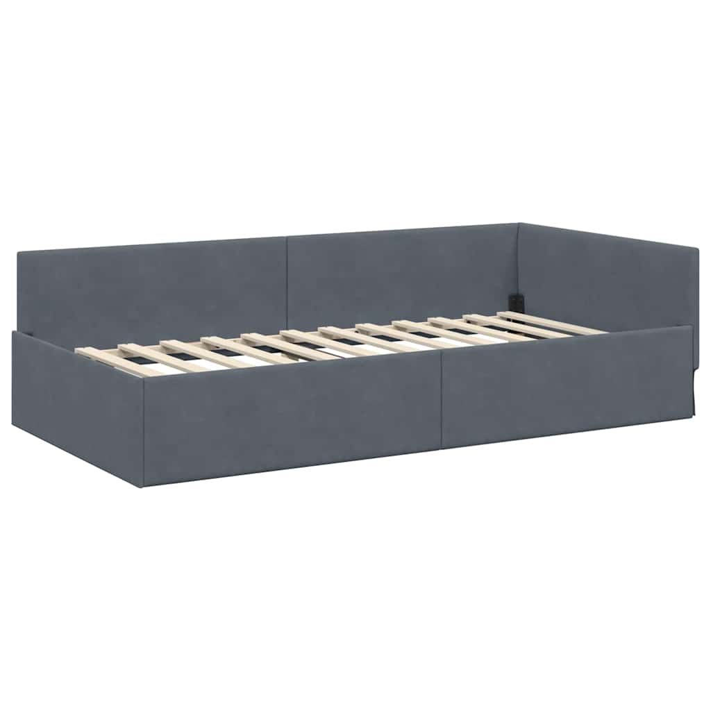 Kutni okvir kreveta Tamno siva 80 cm x 200 cm Baršun