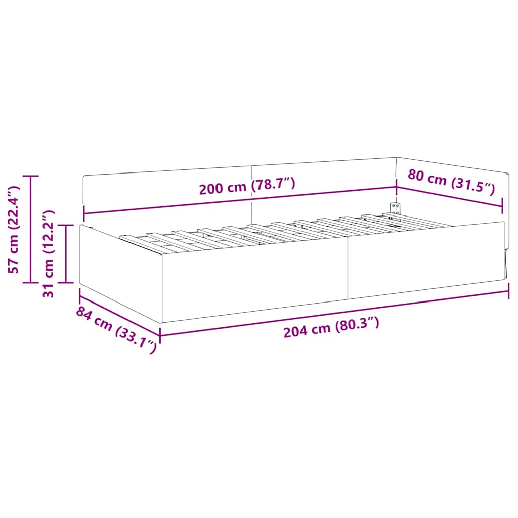 Kutni okvir kreveta Ružičasta 80 cm x 200 cm Baršun