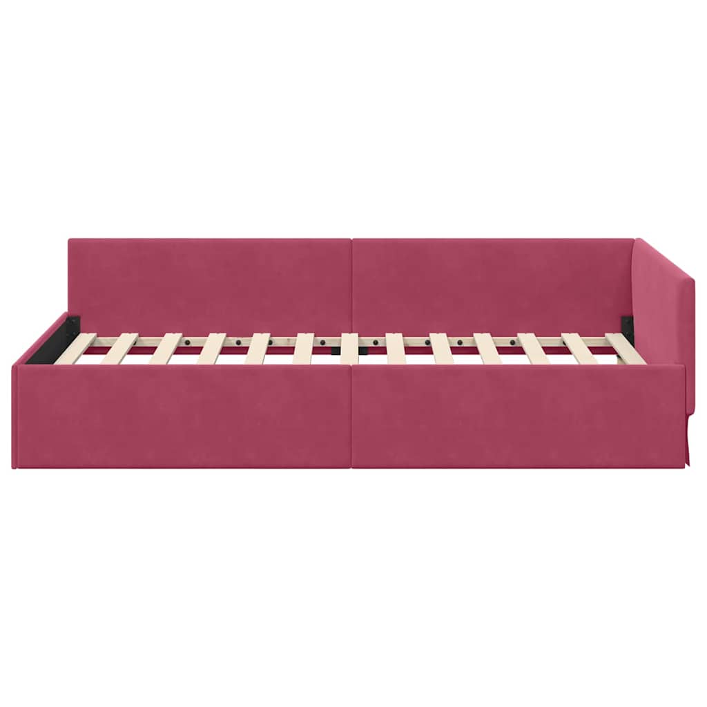 Kutni okvir kreveta Vinska crvena 80 cm x 200 cm Baršun