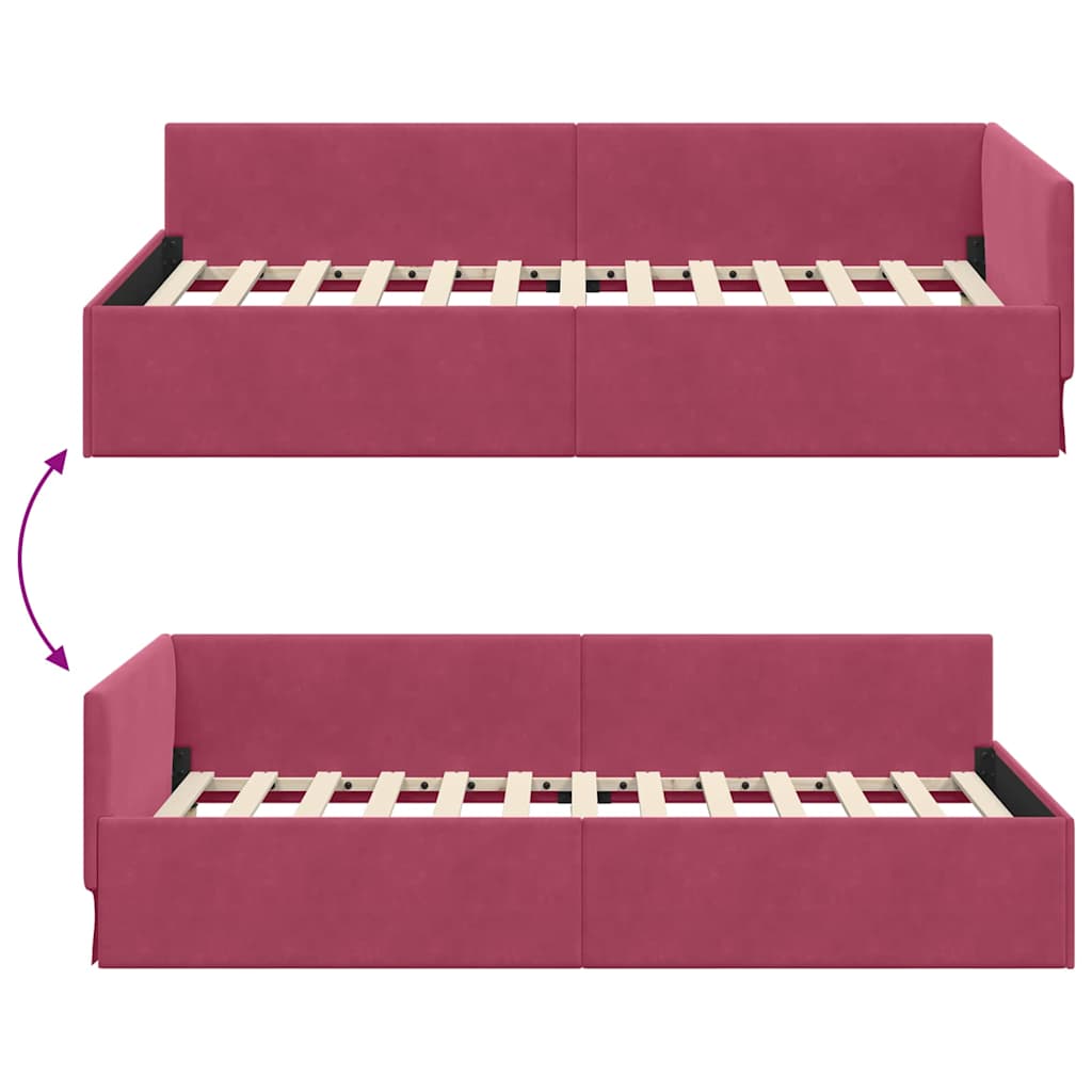 Kutni okvir kreveta Vinska crvena 80 cm x 200 cm Baršun