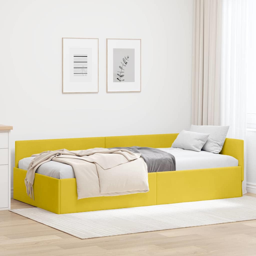 Kutni okvir kreveta s uzglavljem Žuta 80 cm x 200 cm Baršun