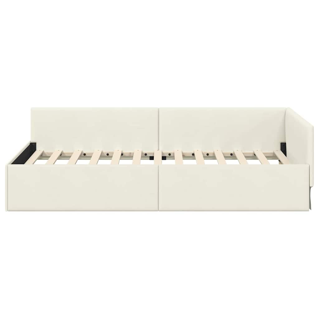 Kutni okvir kreveta s uzglavljem Krema 80 cm x 200 cm Baršun