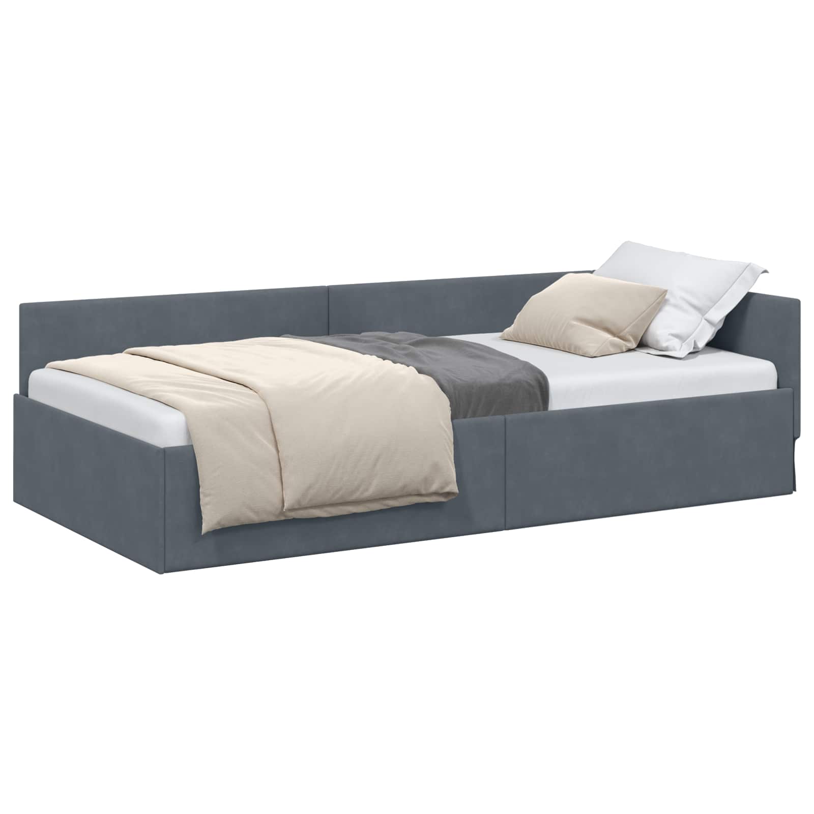 Kutni okvir kreveta Tamno siva 90 cm x 190 cm Baršun