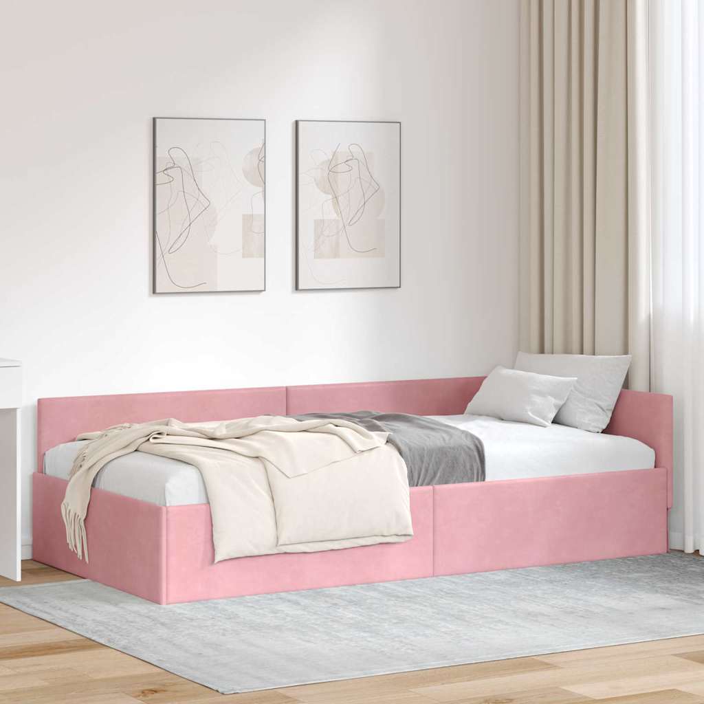 Kutni okvir kreveta Ružičasta 90 cm x 190 cm Baršun