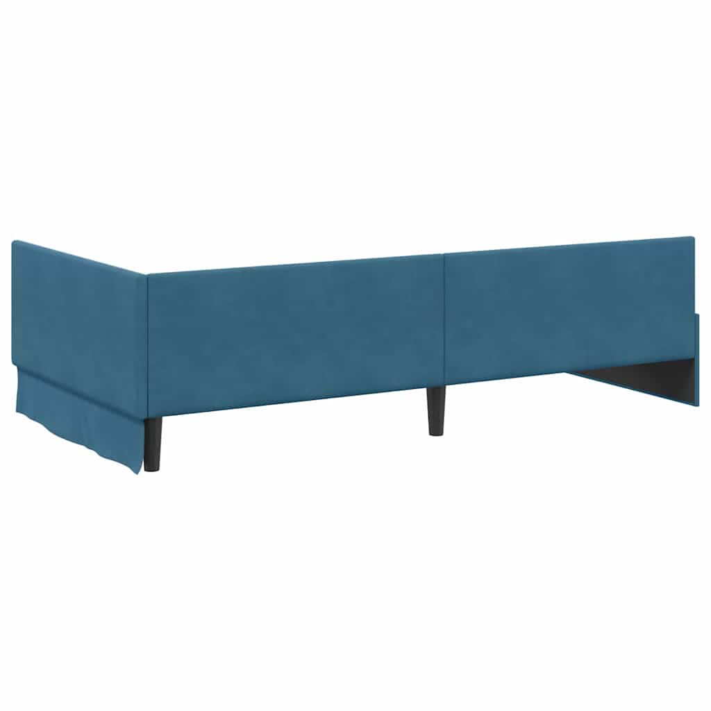 Kutni okvir kreveta s uzglavljem Plava 90 cm x 200 cm Baršun