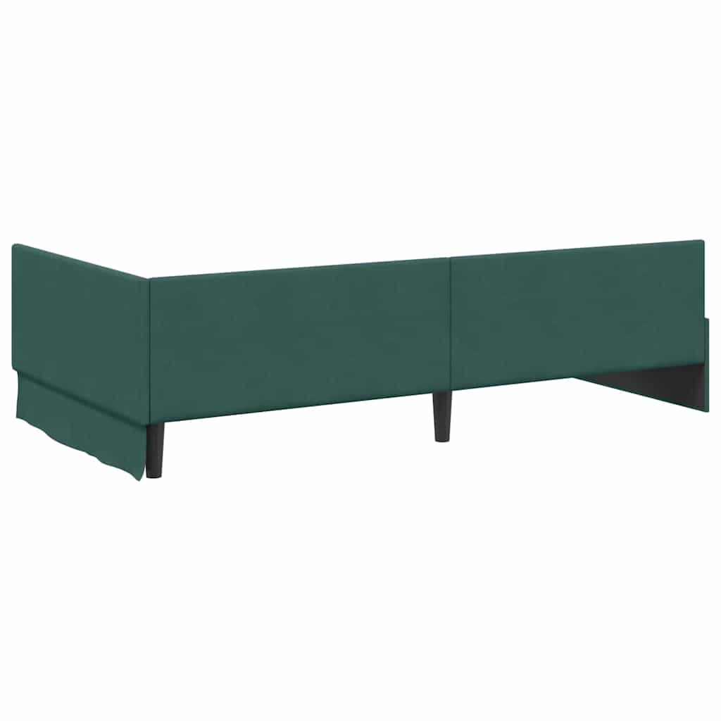 Kutni okvir kreveta Tamnozelena 90 cm x 200 cm Baršun
