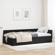 Kutni okvir kreveta s uzglavljem Crna 90 cm x 200 cm Baršun