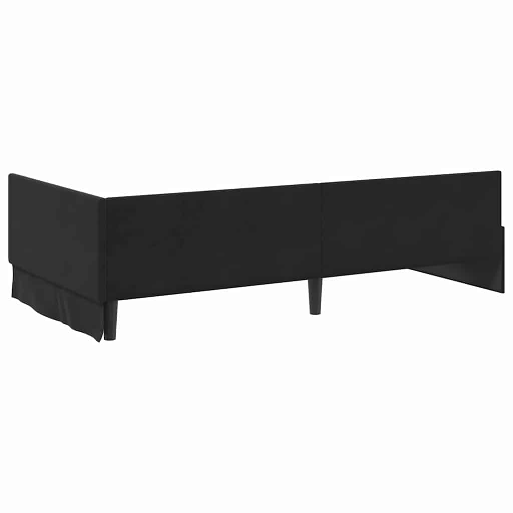 Kutni okvir kreveta s uzglavljem Crna 90 cm x 200 cm Baršun