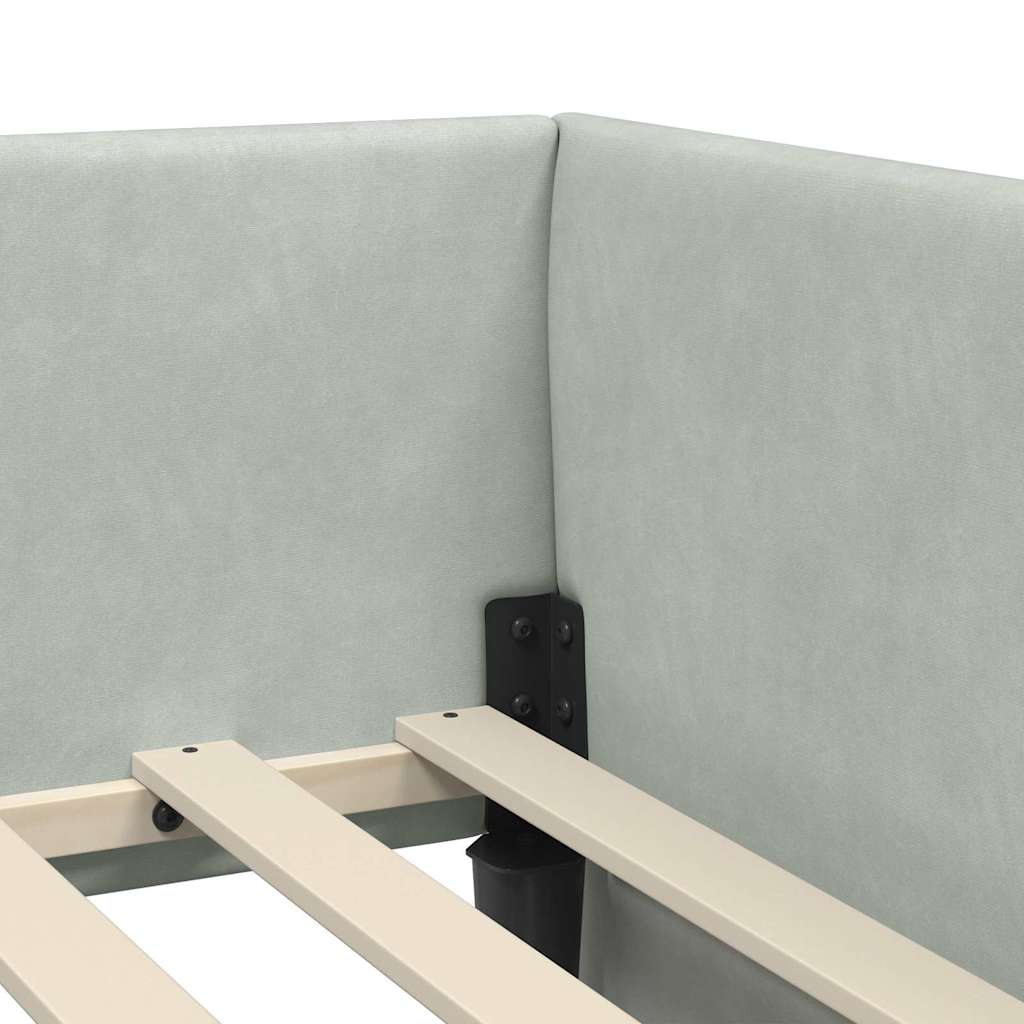 Kutni okvir kreveta Svijetlo siva 100 cm x 200 cm Baršun