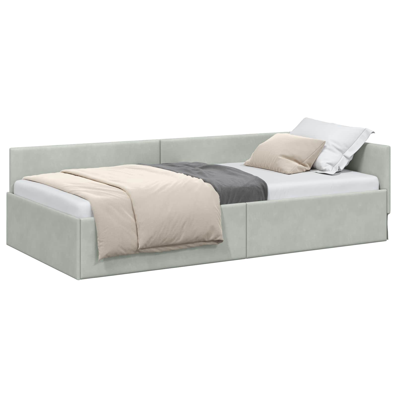 Kutni okvir kreveta Svijetlo siva 100 cm x 200 cm Baršun