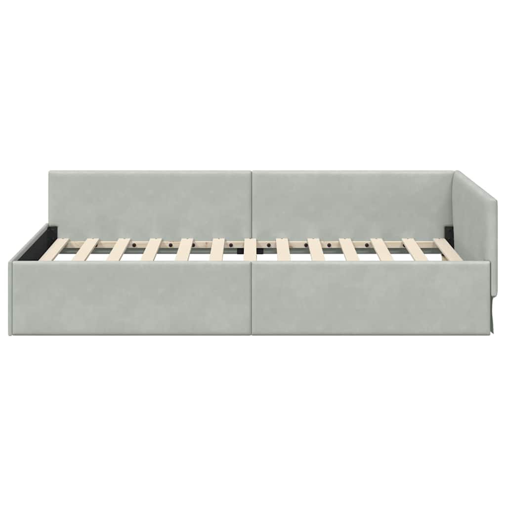 Kutni okvir kreveta Svijetlo siva 100 cm x 200 cm Baršun