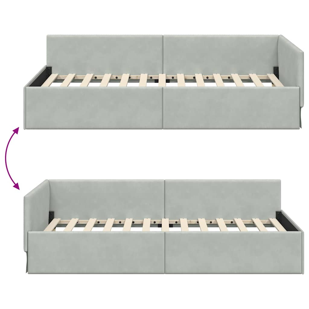 Kutni okvir kreveta Svijetlo siva 100 cm x 200 cm Baršun