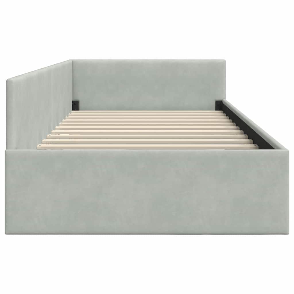 Kutni okvir kreveta Svijetlo siva 100 cm x 200 cm Baršun