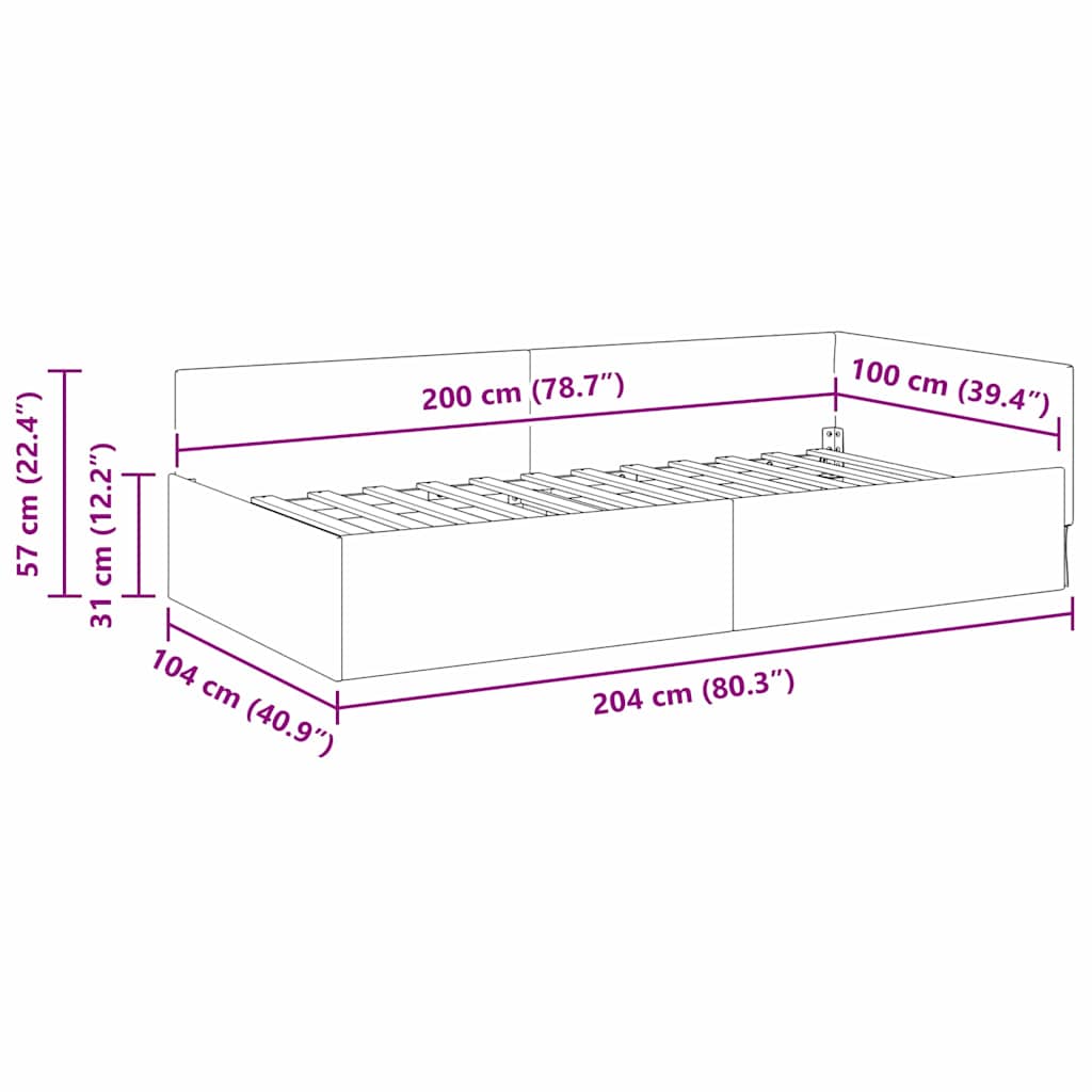 Kutni okvir kreveta Svijetlo siva 100 cm x 200 cm Baršun