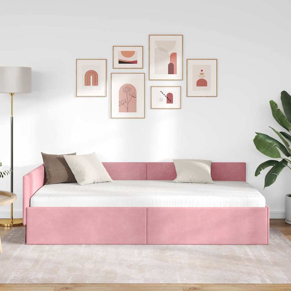 Kutni okvir kreveta Ružičasta 100 cm x 200 cm Baršun