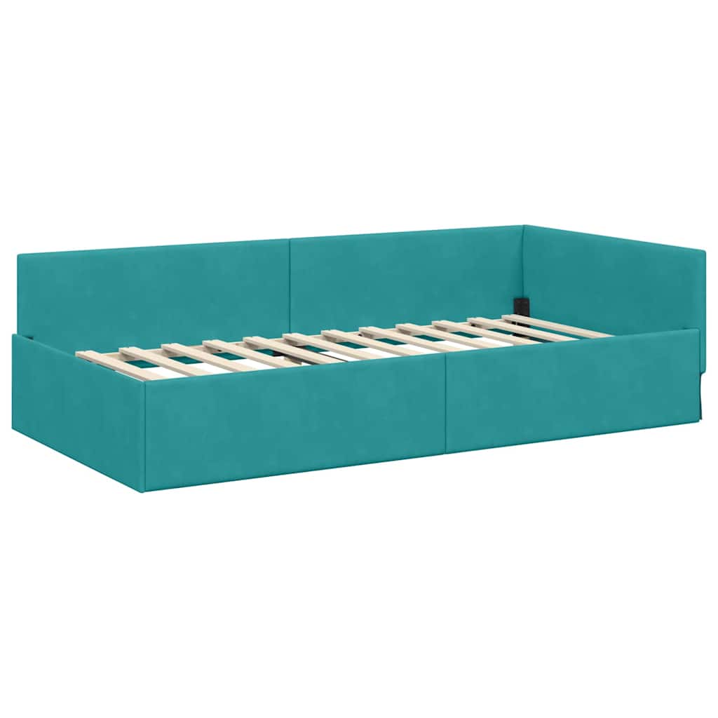 Kutni okvir kreveta Tirkizna 100 cm x 200 cm Baršun